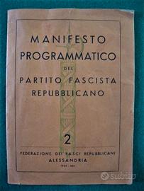 Libretto d'epoca "MANIFESTO PROGRAMMATICO DEL PFR"