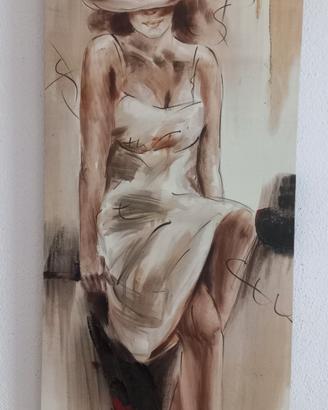 2 quadri donna  più un quadro candele