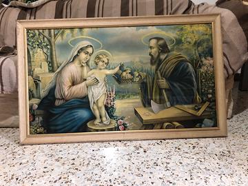 Vintage quadro san Giuseppe e vergine Maria