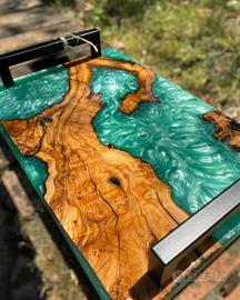 Vassoio il radica e resina epossidica