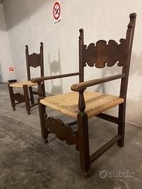 Poltrone con braccioli in legno