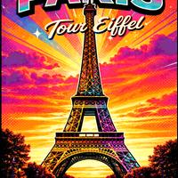 Parigi Tour Eiffel Torre Stampa Poster Pop Art