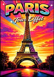 Parigi Tour Eiffel Torre Stampa Poster Pop Art