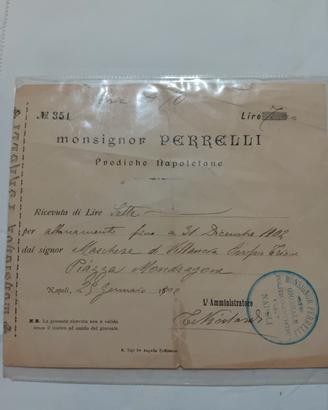 Raro Cimelio stampato e autografo E.Nicolardi 1902