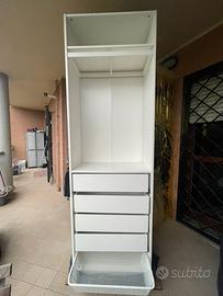 Armadio pax ikea 75x35x236 bianco con accessori