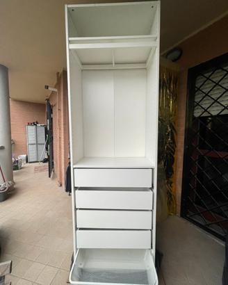 Armadio pax ikea 75x35x236 bianco con accessori