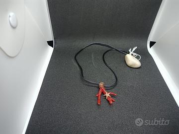 Collana ak810, Seta, Argento 925 Rodiato, Corallo