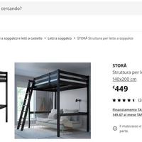 Letto a Soppalco 140x200 + materasso su misura