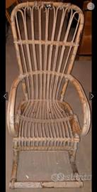 Sedie a dondolo grande o piccola Mid-Century bambù