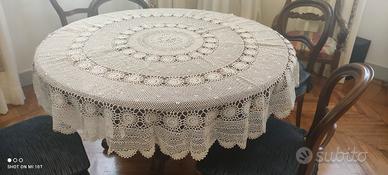 Tovaglia artigianale uncinetto cotone bianco 