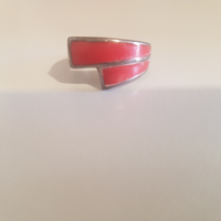 Anello in argento smaltato in rosso