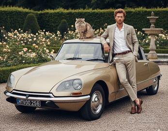 Citroen Ds 20 Pallas + gatto di Pallas. Restaurata