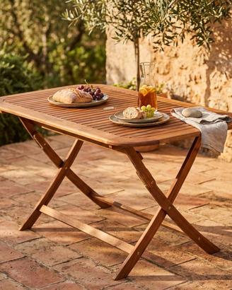 Tavolo da Esterno Pieghevole in Acacia 150x80 cm