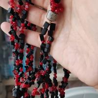 collana lunga donna rossa e nera nuova