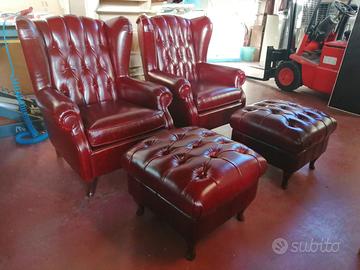 poltrona modello Bergeré Chester in pelle vintage