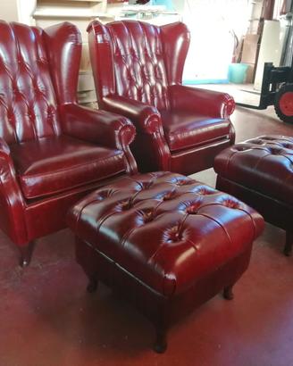 poltrona modello Bergeré Chester in pelle vintage