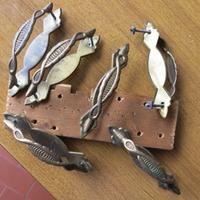 N° 6 antiche maniglie in ottone viti in ferro per