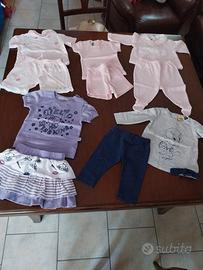 abbigliamento bimba 3/6/9 mesi, 5 completi.