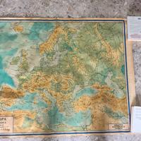 Carta geografica fisica politica Europa vintage.
