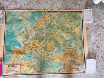 Carta geografica fisica politica Europa vintage.