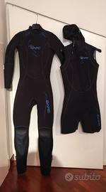 Muta sub donna 2 pezzi 5mm  e guanti sub 5 mm