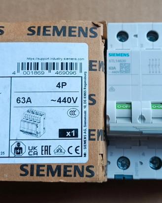 INTERRUTTORE SEZIONATORE SIEMENS 63A 4P 5TL 14630
