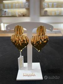 Orecchini cuore maxi effetto metallo fuso - Acciai