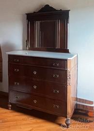 Cassettone antico con specchio e piano in marmo