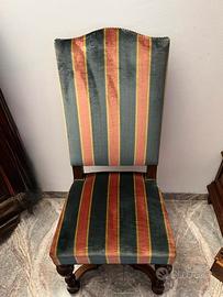 Set di 8 sedie in stile Luigi XIII in velluto