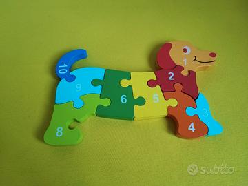 Puzzle cane di legno