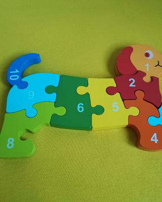 Puzzle cane di legno