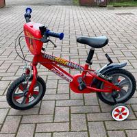 Bicicletta rossa Mc Queen con rotelle 3-5 anni