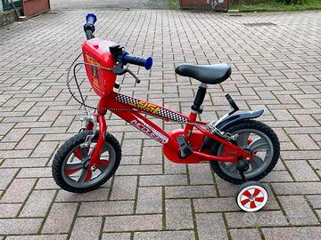 Bicicletta rossa Mc Queen con rotelle 3-5 anni