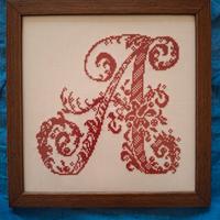 quadro con lettera A a punto croce