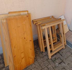 cavalletti legno e tavole di appoggio