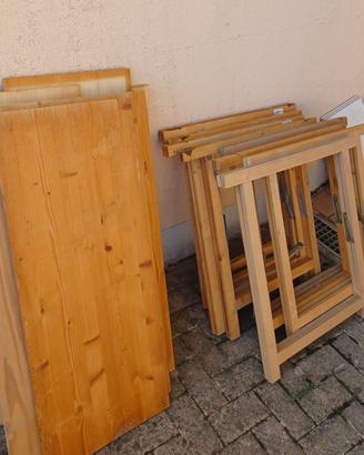cavalletti legno e tavole di appoggio
