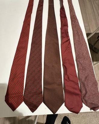 5 cravatte uomo vintage  rosso bordeaux marrone