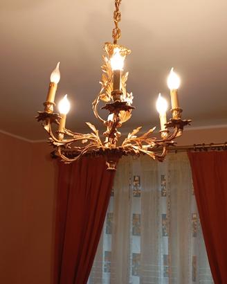 lampadario vintage anni 90 ottone bagno oro