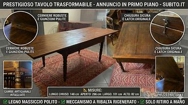 Tavolo Antico Trasformabile in Legno Massello