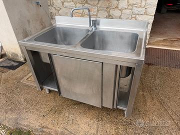 Lavandino industriale a doppia vasca acciaio inox