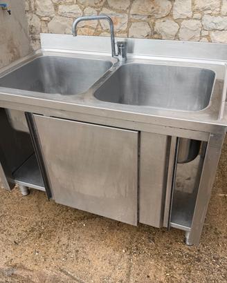Lavandino industriale a doppia vasca acciaio inox
