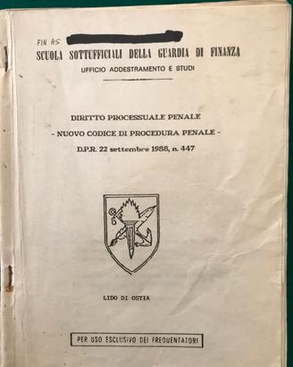 sinossi diritto processuale penale G.di F. 1989-90