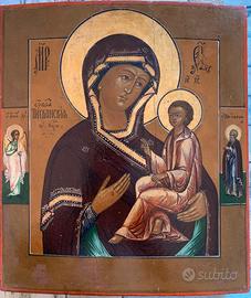 Antica icona russa "Madre di Dio di Tichvin "