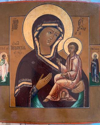 Antica icona russa "Madre di Dio di Tichvin "