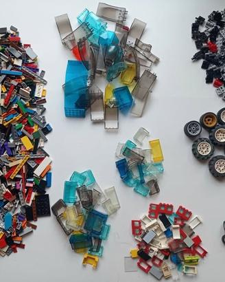 Lego Pezzi - Lotto misto di piastrelle, ruote