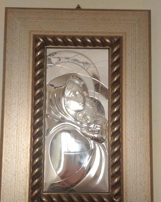 Quadro argento Madonna con bambino