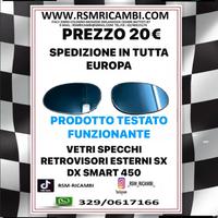 VETRI SPECCHI RETROVISORI ESTERNI SX DX SMART 450