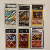 lotto Carte pokemon gradate charizard leafeon