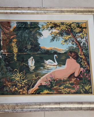 Ricamo artigianale paesaggio romantico