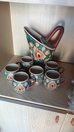 set caraffa con tazze Santucci Deruta